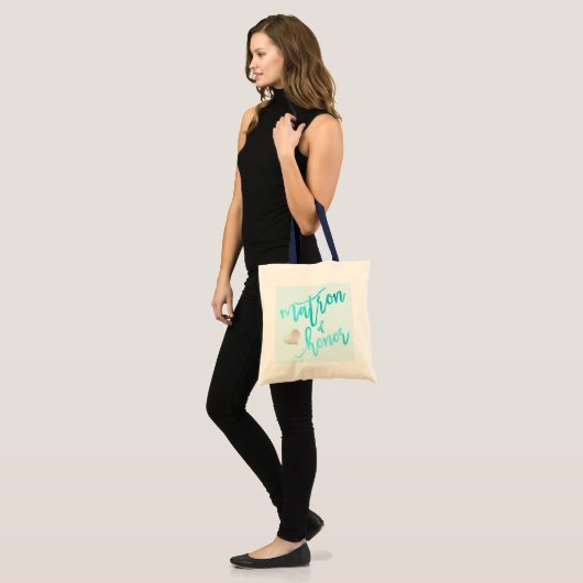 PixDezines Matron of Honor/Faux Folie Script/Aqua Tote Bag (Voorkant (model))