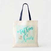 PixDezines Matron of Honor/Faux Folie Script/Aqua Tote Bag (Voorkant)