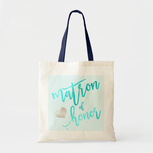 PixDezines Matron of Honor/Faux Folie Script/Aqua Tote Bag (Voorkant)