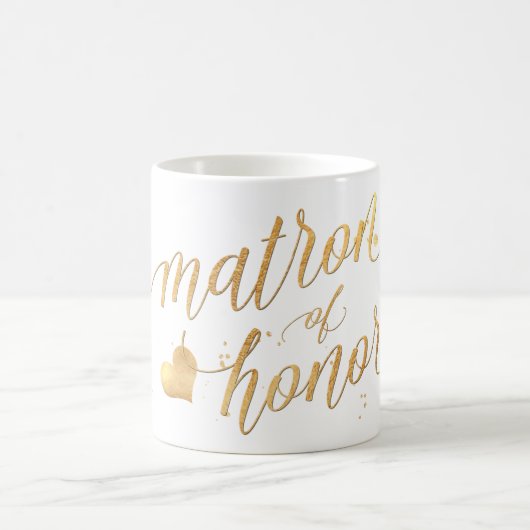 PixDezines Matron of Honor/Faux Gold Foil Script Koffiemok (Center)