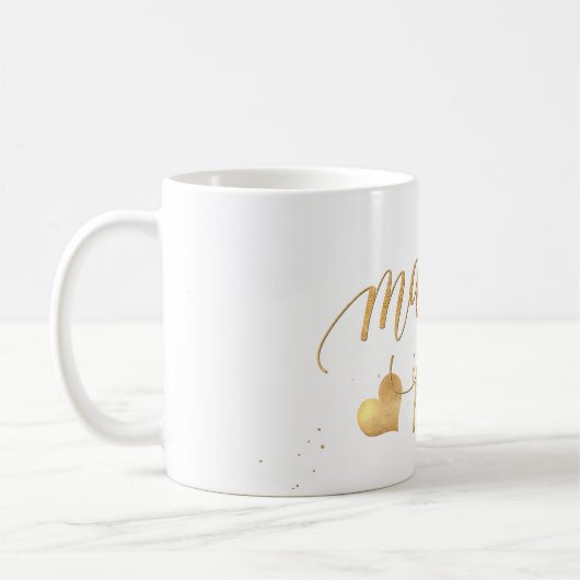 PixDezines Matron of Honor/Faux Gold Foil Script Koffiemok (Links)