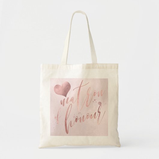PixDezines Matron of Honor/Faux Roos Gold Script Tote Bag (Voorkant)