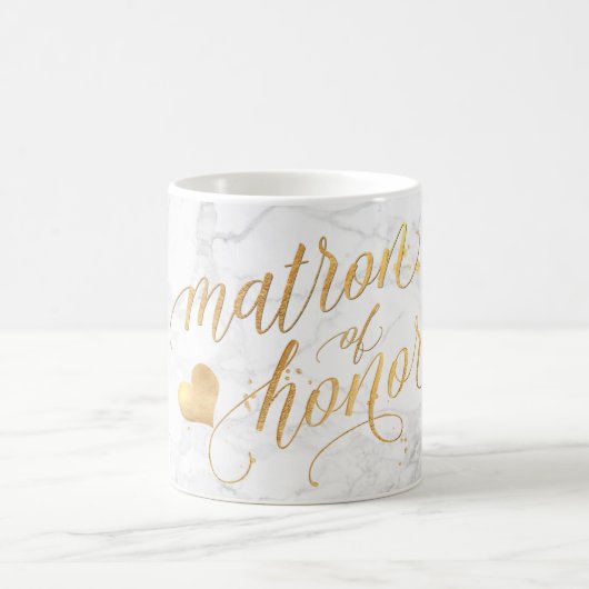 PixDezines Matron of Honor/Marble+Faux Gold/Script Koffiemok (Center)