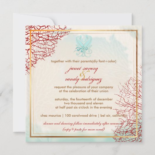 PixDezines  maui coral+seahorse, strand Kaart (Achterkant)