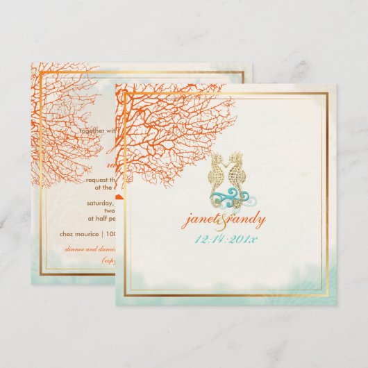 PixDezines maui coral+seahorse, strand Kaart (Voorkant / Achterkant)