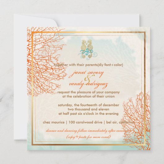 PixDezines  maui coral+seahorse, strand Kaart (Achterkant)