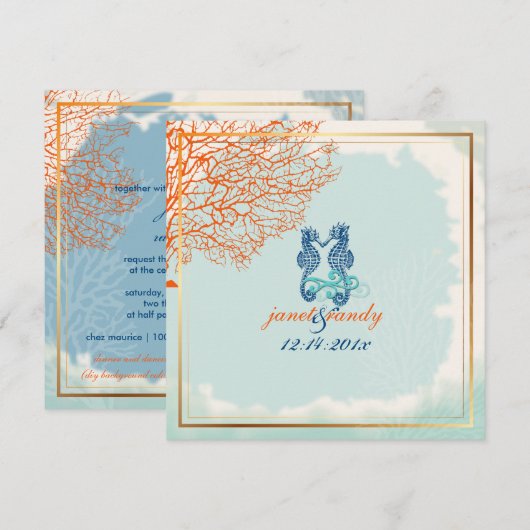 PixDezines maui coral+seahorse, strand Kaart (Voorkant / Achterkant)