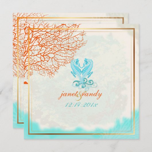 PixDezines maui coral+seahorse, strand Kaart (Voorkant / Achterkant)