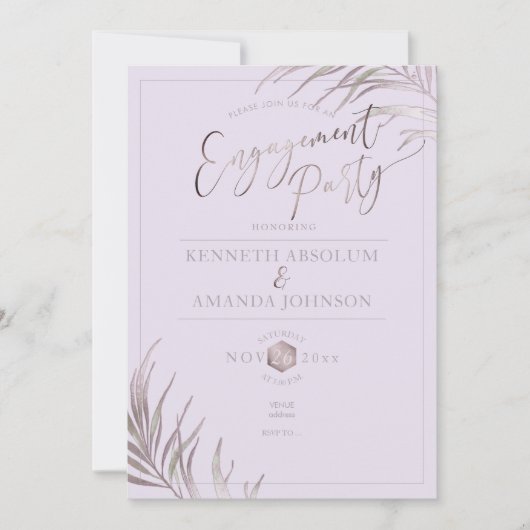 PixDezines Mauve+Lila Palms, Verlovingsfeest Kaart (Voorkant)