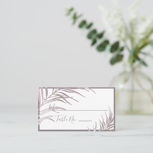 PixDezines Mauve Waterverf Palms Place Cards Plaatskaartje (Staand voorkant)
