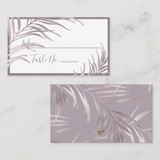 PixDezines Mauve Waterverf Palms Place Cards Plaatskaartje (Voorkant / Achterkant)