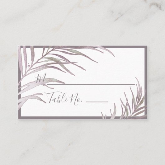 PixDezines Mauve Waterverf Palms Place Cards Plaatskaartje (Voorkant)