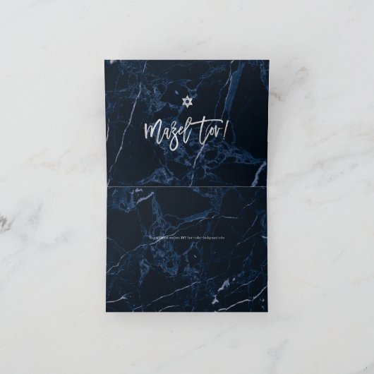 PixDezines Mazel Tov, Blue Marble+ Platinum Script Kaart (Binnen)