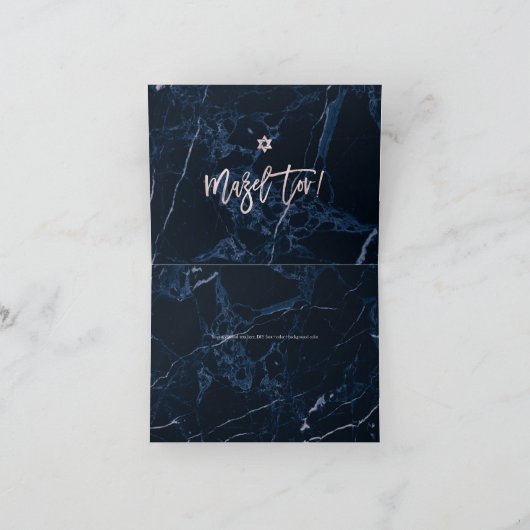 PixDezines Mazel Tov, Marble+ Blush Pink Script Kaart (Binnen)