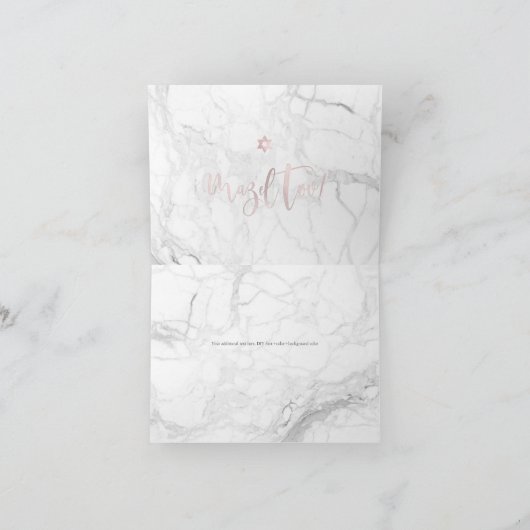 PixDezines Mazel Tov, Marble+ Blush Pink Script Kaart (Binnen)