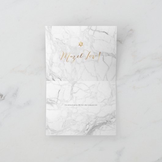 PixDezines Mazel Tov, Marble+Faux Gold Calligraphy Kaart (Binnen)