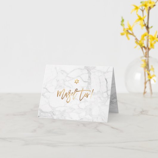 PixDezines Mazel Tov, Marble+Faux Gold Kaart (Gele Bloem)