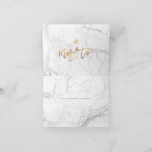 PixDezines Mazel Tov, Marble+Faux Gold Kaart (Binnen)