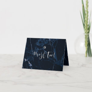 PixDezines Mazel Tov, Navy Blue Marble+Faux Silver Kaart