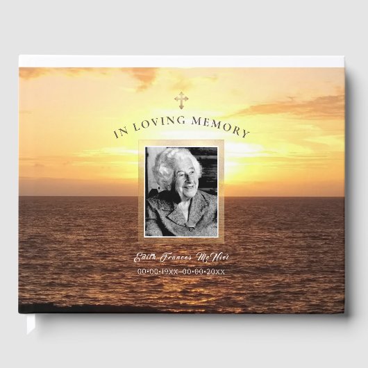 PixDezines Memorial Sunset Beach Guest Book Gastenboek (Voorkant)