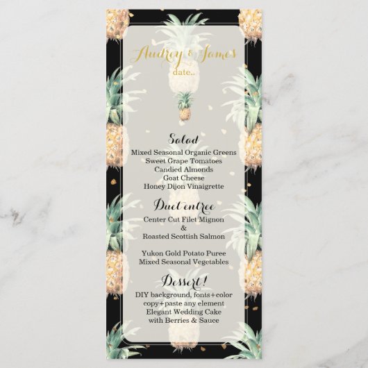 PixDezines Menu/Ananas/Gouden Specks/DIY achtergro Menu (Achterkant)