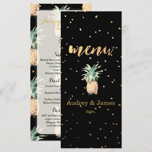 PixDezines Menu/Ananas/Gouden Specks/DIY achtergro Menu (Voorkant / Achterkant)
