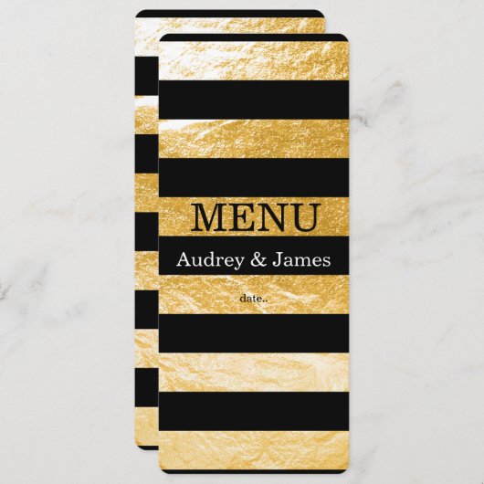 PixDezines Menu Black Stripes/Faux Gold (Voorkant / Achterkant)