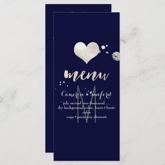 PixDezines Menu DIY Kleur/Faux Zilver Hart (Voorkant / Achterkant)