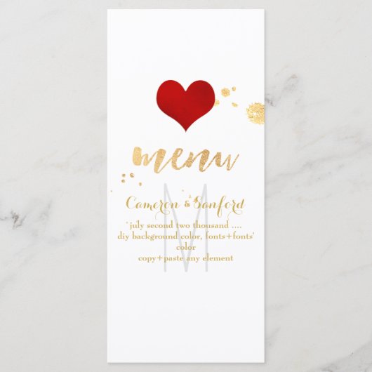 PixDezines Menu DIY Kleur/Groot Rood Hart (Voorkant)