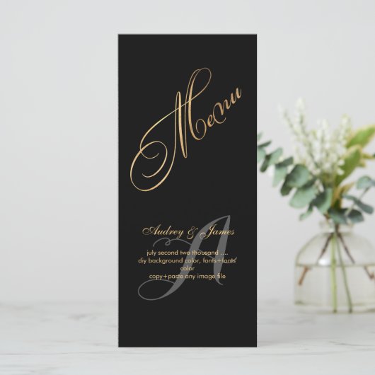 PixDezines Menu/Fancy Script/Faux Gold Menu (Staand voorkant)
