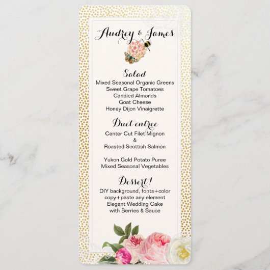 PixDezines Menu Faux Gold Spects/rozen (Achterkant)