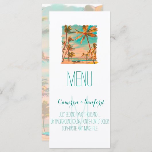 PixDezines menu  hawaii strand/blauwgroen (Voorkant / Achterkant)