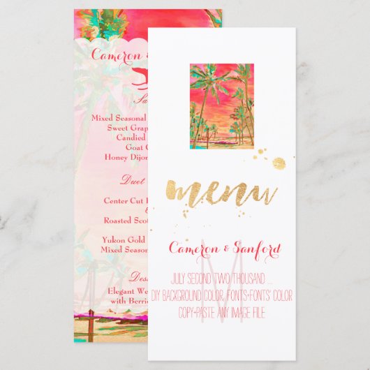 PixDezines menu hawaii strand/koraal (Voorkant / Achterkant)