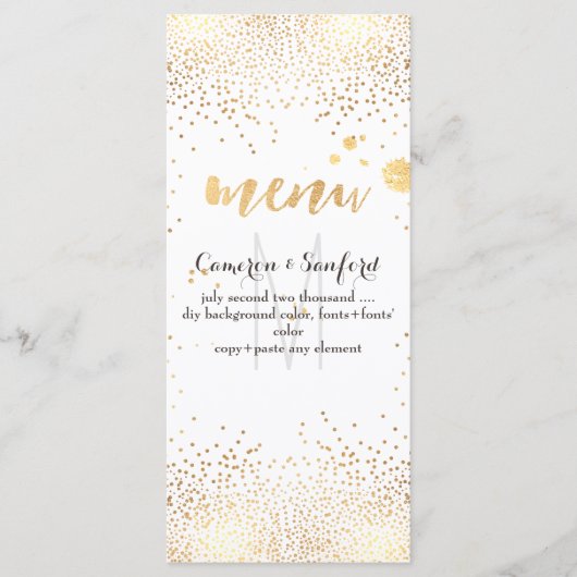 PixDezines menu schittert met gouden spikkels/DIY (Voorkant)