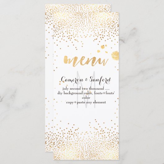 PixDezines menu verblind gouden spikkels/DIY achte (Voorkant / Achterkant)