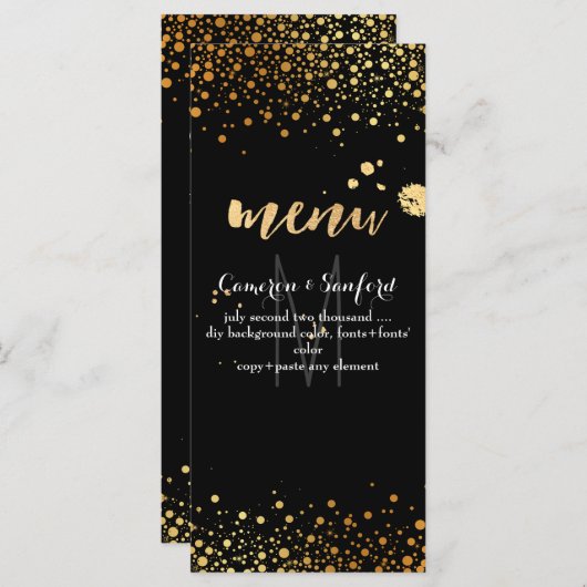 PixDezines menu verblind gouden stippen (Voorkant / Achterkant)