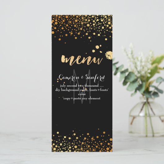 PixDezines menu verblind gouden stippen (Staand voorkant)