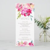 PixDezines Menu Waterverf Pioenen Kaart (Staand voorkant)