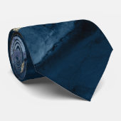 PixDezines Midnight Blauwgroen Blauwe Waterverf Ag Stropdas (Opgerold)