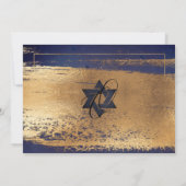 PixDezines MIDNIGHT BLUE GOLD BRUSHSTROKE Mitswa Kaart (Achterkant)