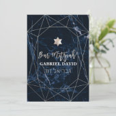 PixDezines Midnight Blue Marble Bar Mitswa Kaart (Staand voorkant)