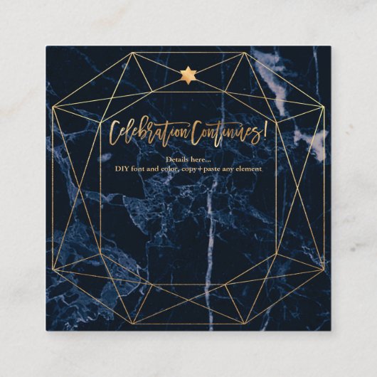 PixDezines Midnight Blue Marble Mitzvah Reception Informatiekaartje (Achterkant)