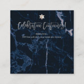 PixDezines Midnight Blue Marble Mitzvah Reception Informatiekaartje (Achterkant)