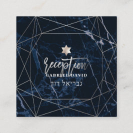 PixDezines Midnight Blue Marble Mitzvah Reception Informatiekaartje