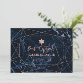 PixDezines Midnight Blue Marmeren Bar Mitzvah Kaart (Staand voorkant)
