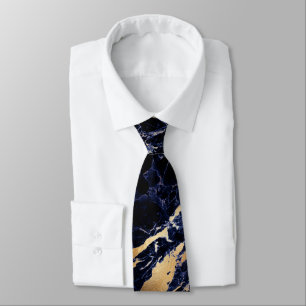 PixDezines Midnight Blue Marmeren Plaat+Gouden Ade Stropdas