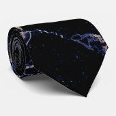PixDezines Midnight Blue Marmeren Plaat+Gouden Ade Stropdas (Opgerold)