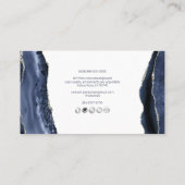 PixDezines Midnight Blue Waterverf Agate Visitekaartje (Achterkant)