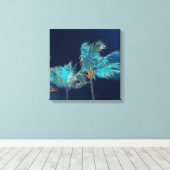 PixDezines Midnight Breeze/Palm Trees Canvas Afdruk (Insitu (Houten vloer))