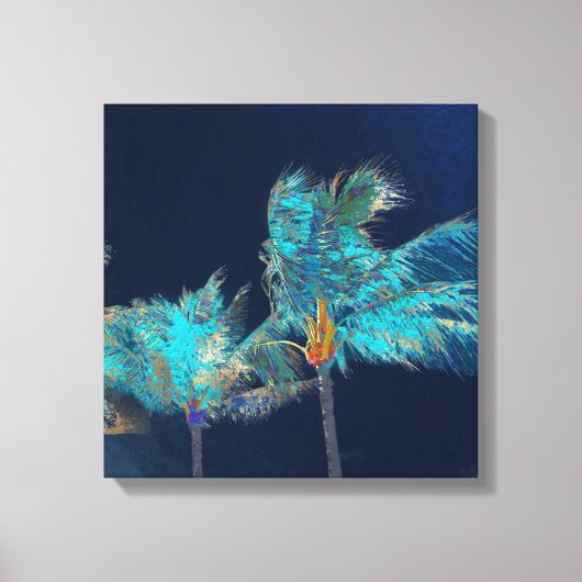 PixDezines Midnight Breeze/Palm Trees Canvas Afdruk (Voorkant)